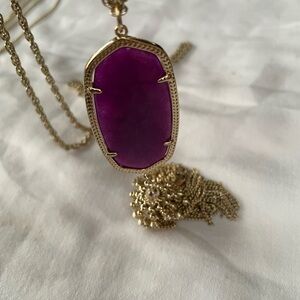 Kendra Scott Rayne Purple Glass Gold Chain And Tassel Necklace